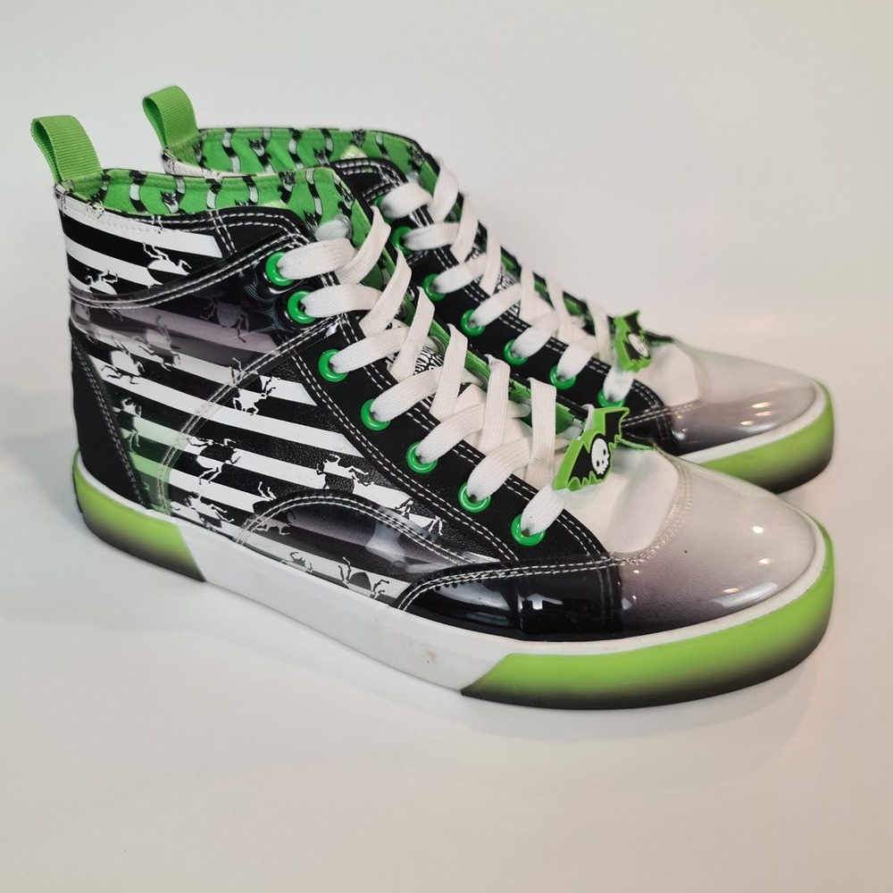Beetlejuice Its Showtime High Top Sneakers Black White Green Sandworm Womens 9.5